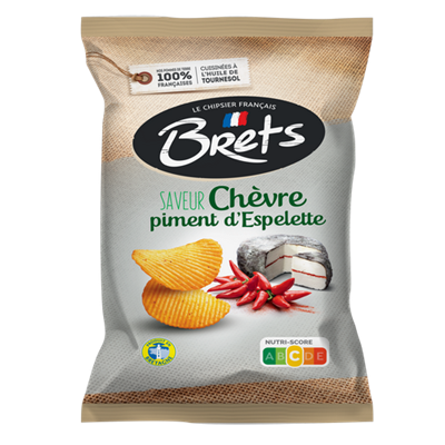 Brets Chips Goat Cheese and Espelette Pepper Flavour 125 g - Exotic Chips - Europe - Snaxies Montreal Canada