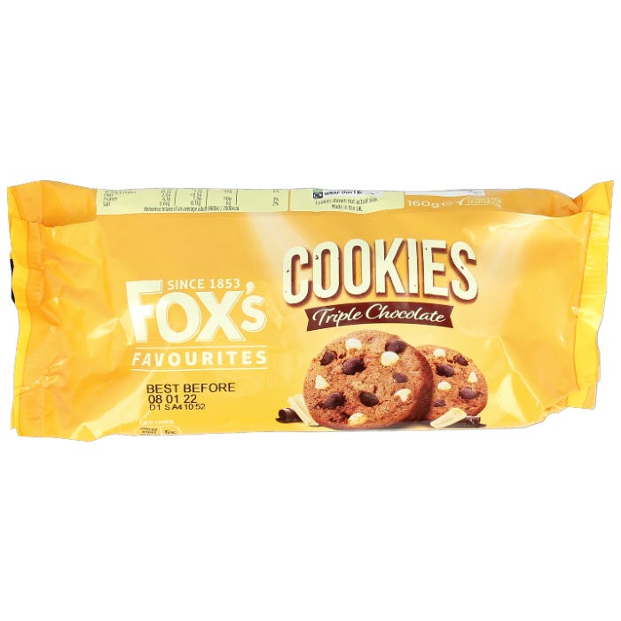 Fox's Favourites Triple Chocolate Cookies 160 g Snaxies Exotic Cookies Montreal Canada