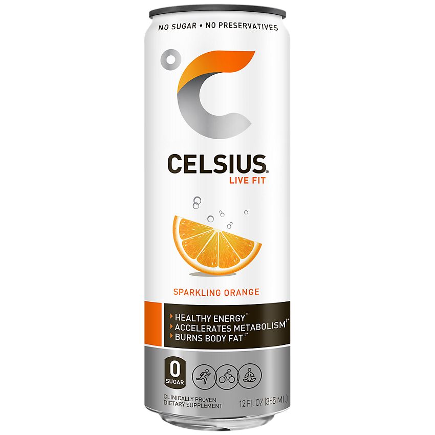 Celsius Sparkling Orange 355 ml Snaxies Exotic Drink Montreal Quebec Canada