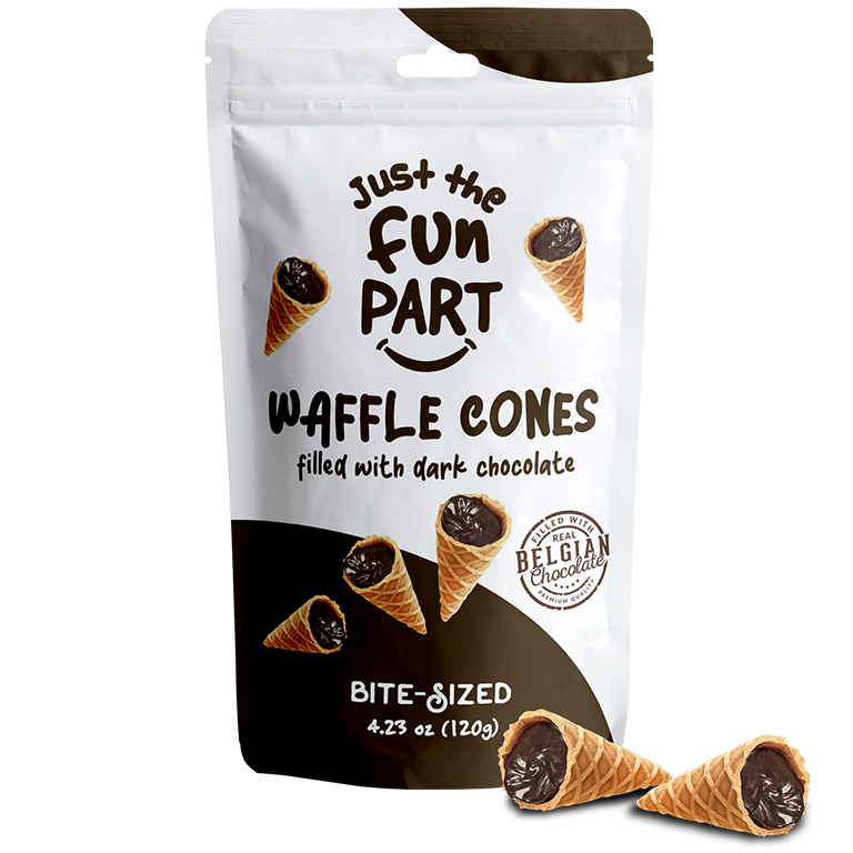 Just The Fun Part Waffle Cones Dark Chocolate 120 g Snaxies Exotic Cookies Montreal Canada