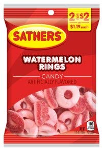 Sathers Gummi Watermelon Rings 106 g Snaxies Exotic Candy Montreal Canada