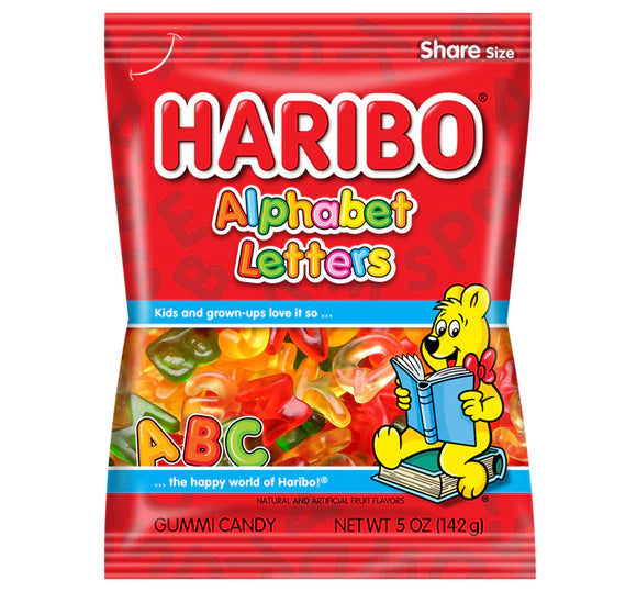 Haribo Alphabet Letters 142 g Snaxies Exotic Candy Montreal Canada