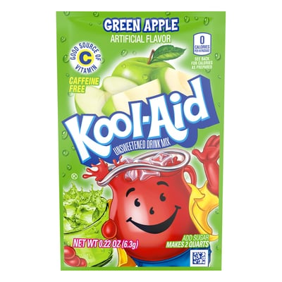 Kool Aid Unsweetened Green Apple Drink Mix 6.3 g Snaxies Exotic Drink Mix Montreal Canada