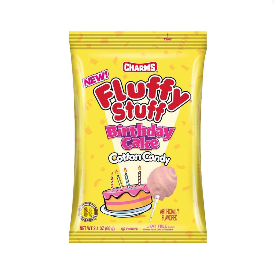 Charms Fluffy Stuff Birthday Cake Cotton Candy 60 g Snaxies Exotic Candy Montreal Canada