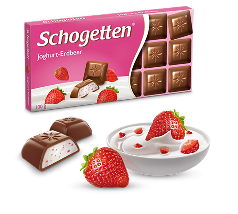 Schogetten Yoghurt-Srawberry Chocolate Bar 100 g Snaxies Exotic Chocolate Montreal Canada