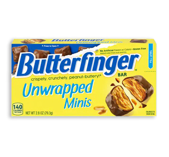 Nestle Butterfinger Unwrapped Minis Theatre Box 79.3 g Snaxies Exotic Chocolate Montreal Canada