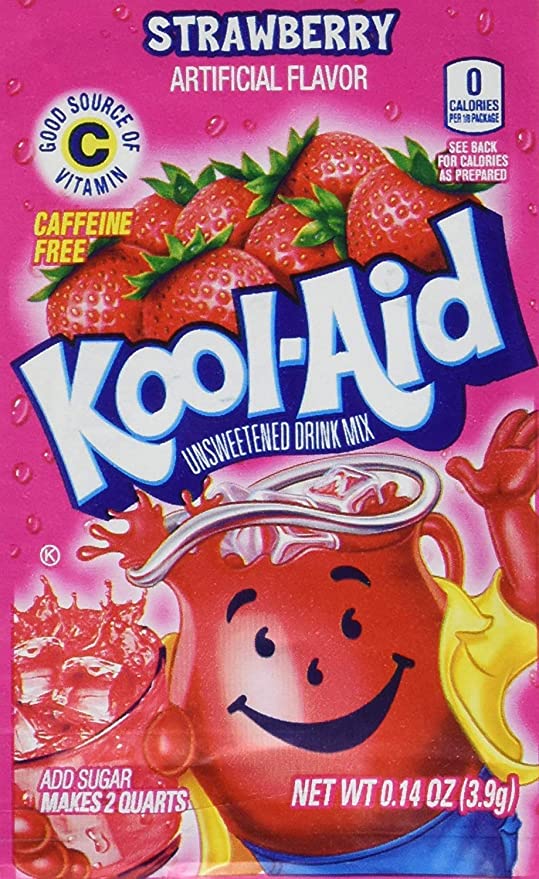 Kool Aid Unsweetened Strawberry Drink Mix 3.9 g Snaxies Exotic Drink Mix Montreal Canada