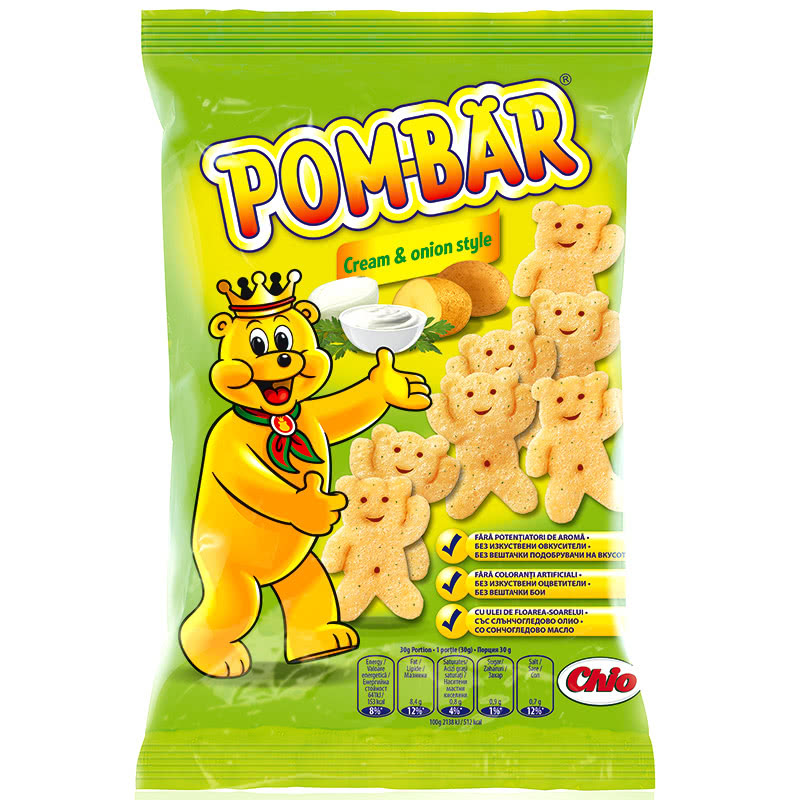Pom-Bar with Cream and Onion Flavour 50 g Snaxies Exotic Chips Montreal Canada