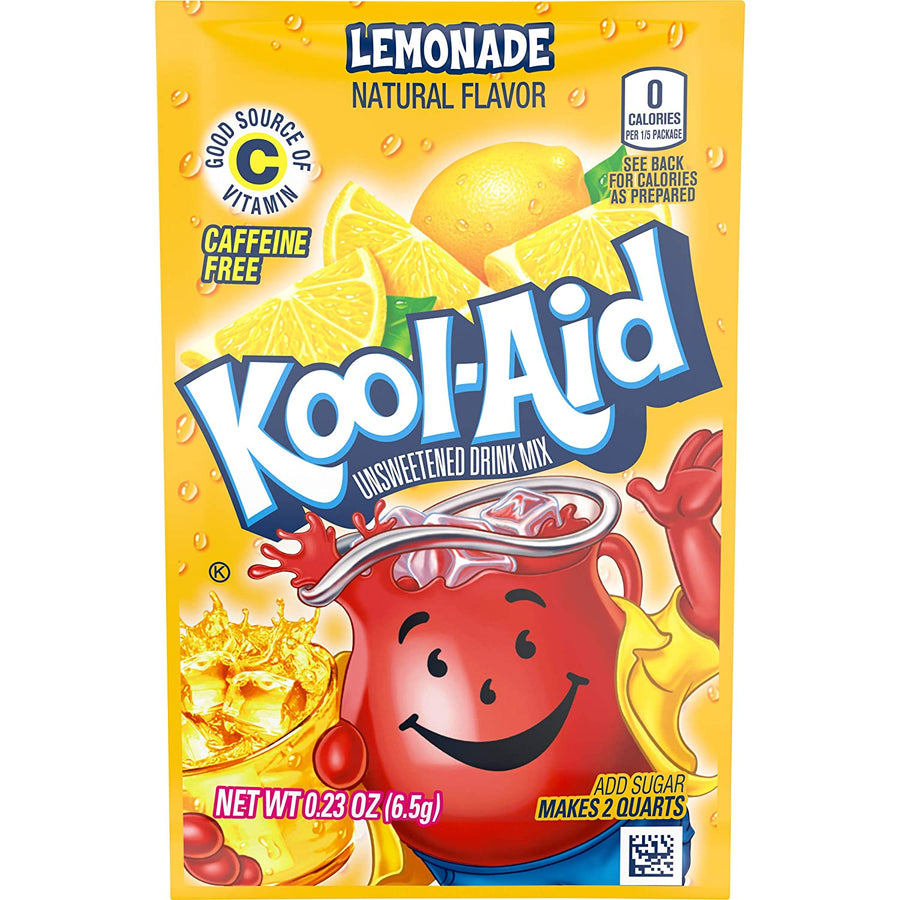 Kool Aid Unsweetened Lemonade Drink Mix 6.5 g Snaxies Exotic Drink Mix Montreal Canada