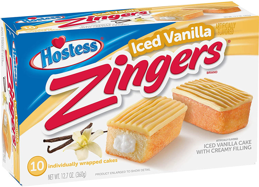 Hostess Iced Vanilla Zingers 360 g Snaxies Exotic Pastry Montreal Canada