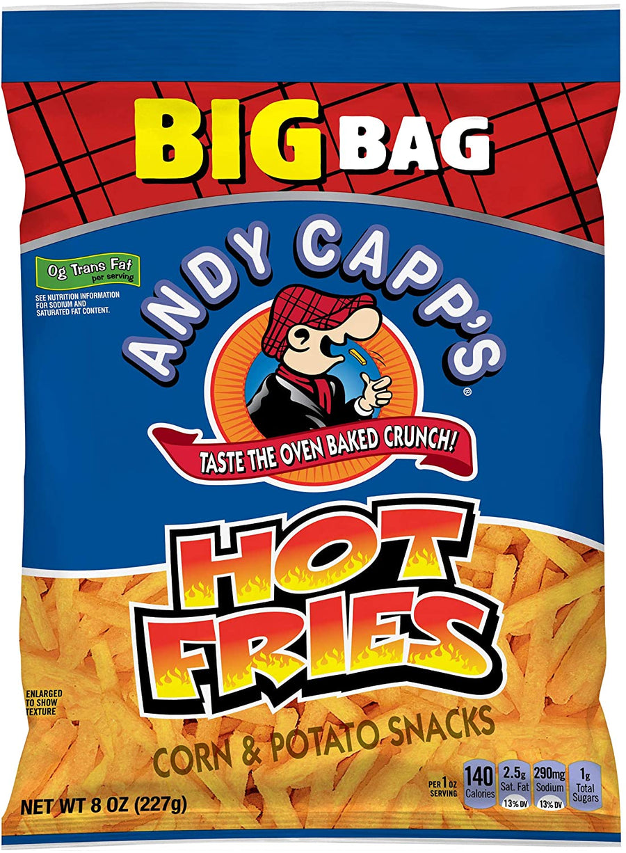Andy Capp's Hot Fries Big Bag 227 g Snaxies Exotic Chips Montreal Canada