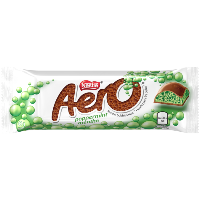 Aero Peppermint Milk Chocolate Bubble Bar 41 g Snaxies Exotic Snacks Montreal Quebec Canada