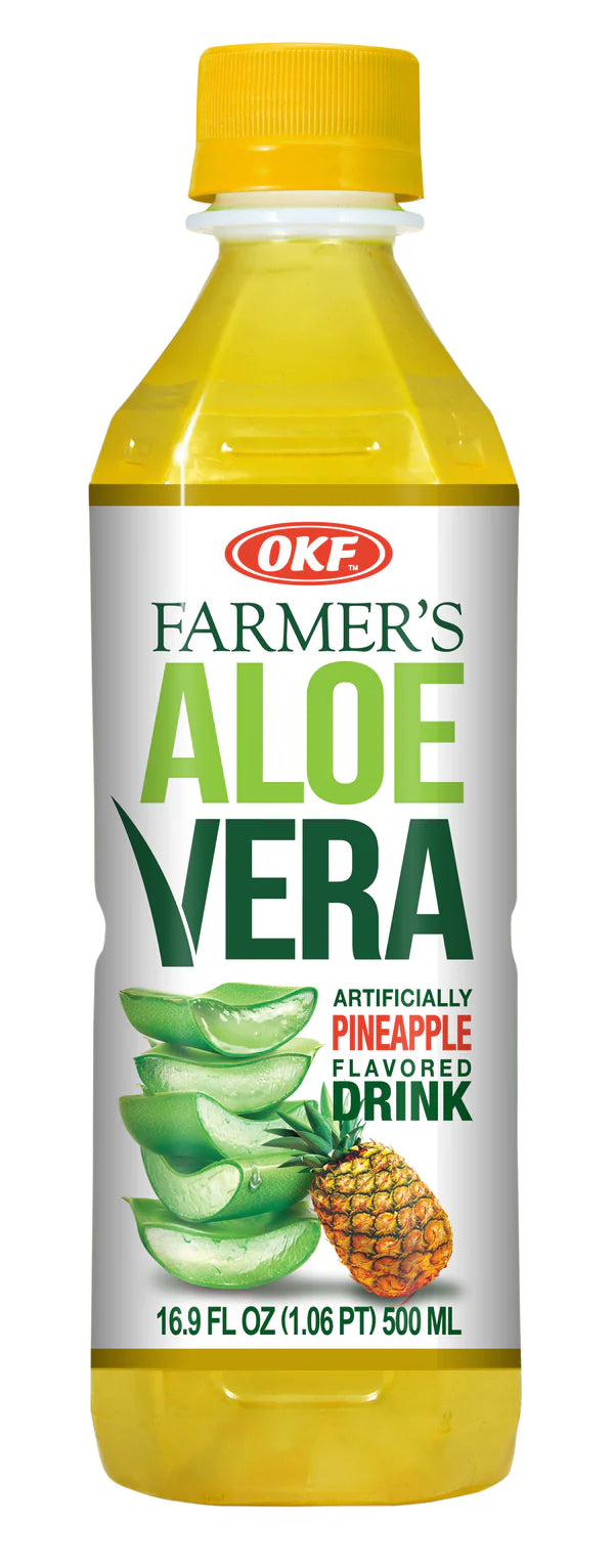 OKF Farmer's Pineapple Aloe Vera Drink 500 ml Snaxies Exotic Drinks Montreal Canada