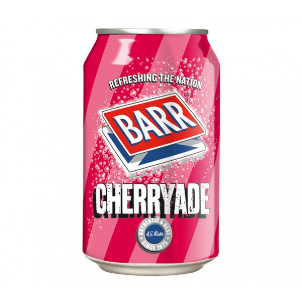 Barr Cherryade 330 ml Imported Exotic Soft Drink UK Snaxies Montreal Canada