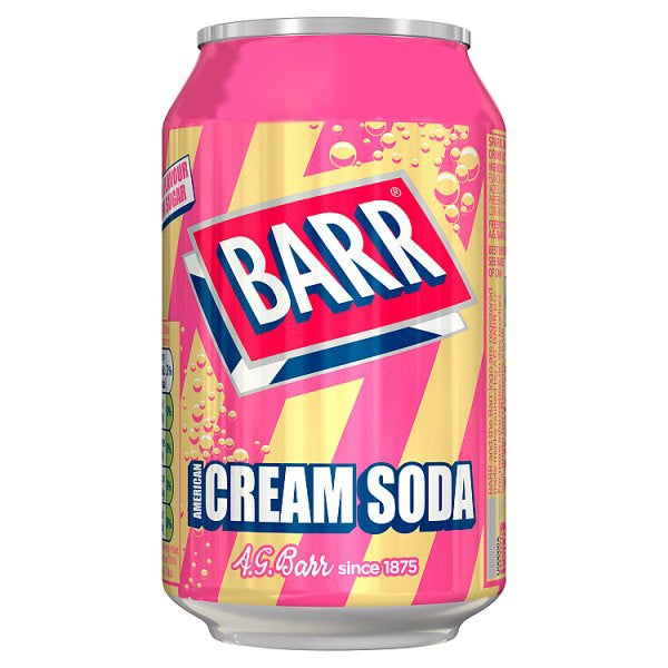 Barr Cream Soda 330 ml Imported Exotic Soft Drink UK Snaxies Montreal Canada