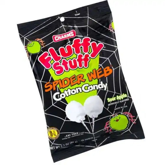 Charms Fluffy Stuff Spider Web Cotton Candy 60 g Imported Exotic Candy Store Montreal Quebec Canada Snaxies