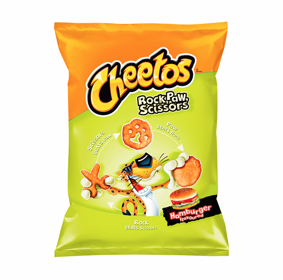 Cheetos Rock Paw Scissors Hamburger 145 g Imported Exotic Chips from Europe in Canada Snaxies