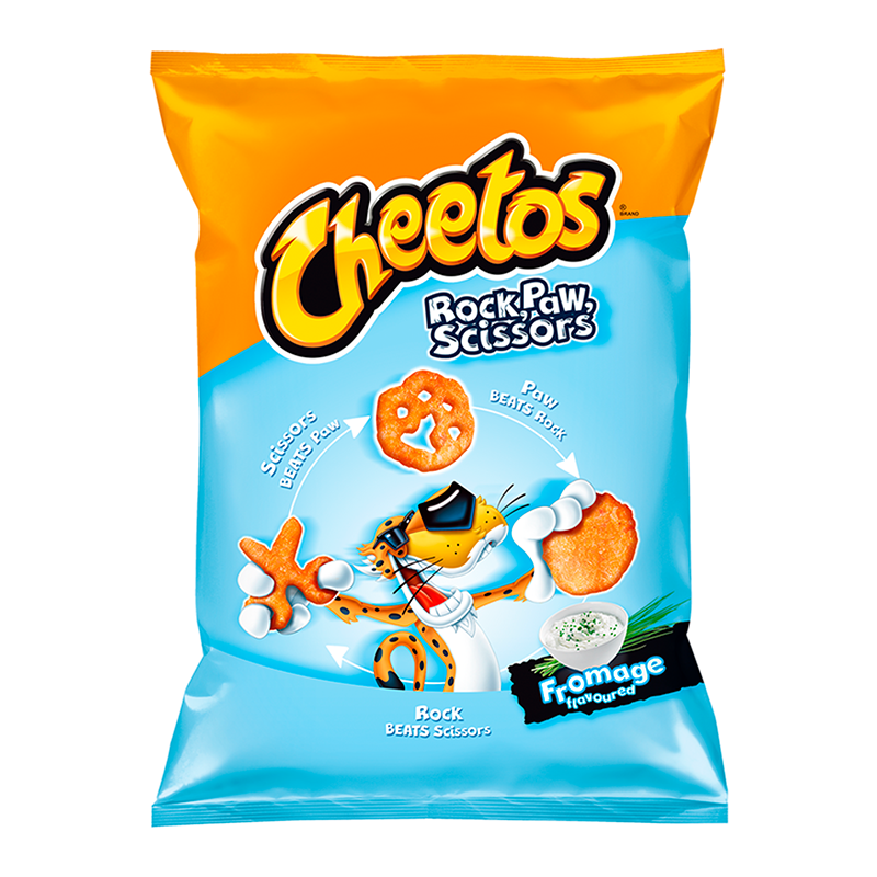 Cheetos Rock Paw Scissors Fromage 145 g Imported Exotic Chips from Europe in Canada Snaxies
