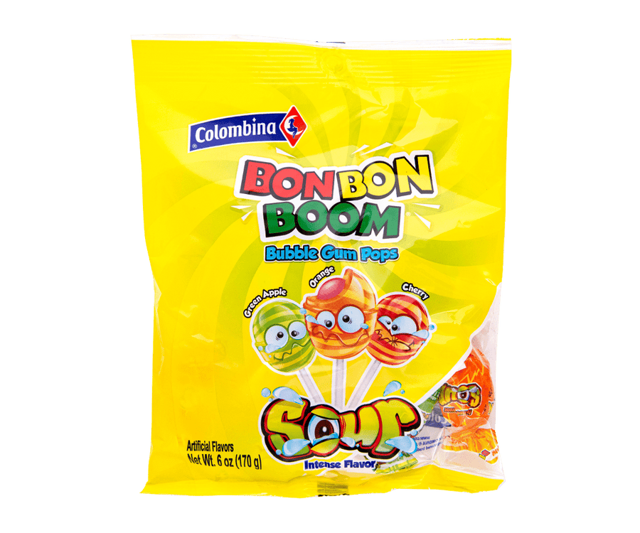 Colombina Bon Bon Boom Sour Lollipops Bag 170 g Snaxies Exotic Candy Montreal Canada
