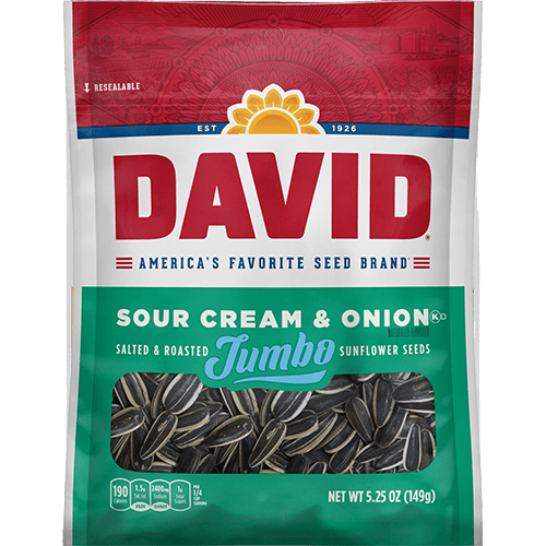 David Jumbo Sour Cream & Onion Sunflower Seeds 149 g Imported Exotic Snack Montreal Quebec Canada Snaxies
