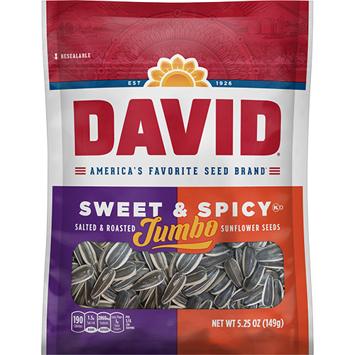 David Jumbo Sweet & Spicy Sunflower Seeds 149 g Imported Exotic Snack Montreal Quebec Canada Snaxies