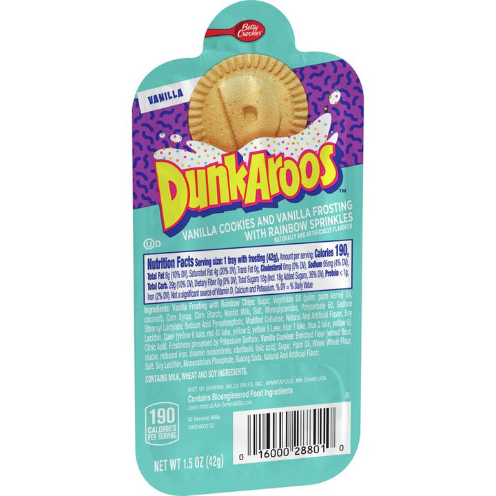 Dunkaroos Vanilla Cookies & Vanilla Frosting with Rainbow Sprinkles 42 g Snaxies Exotic Snacks Montreal Canada