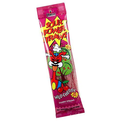 Sour Power Wild Cherry Candy Straws 50 g Snaxies Exotic Candy Montreal