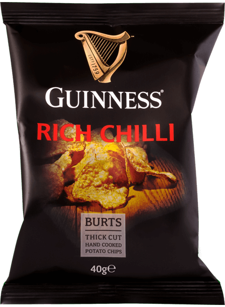 Burts Guinness Rich Chilli Potato Crisps 40 g Snaxies Exotic Chips Montreal Canada