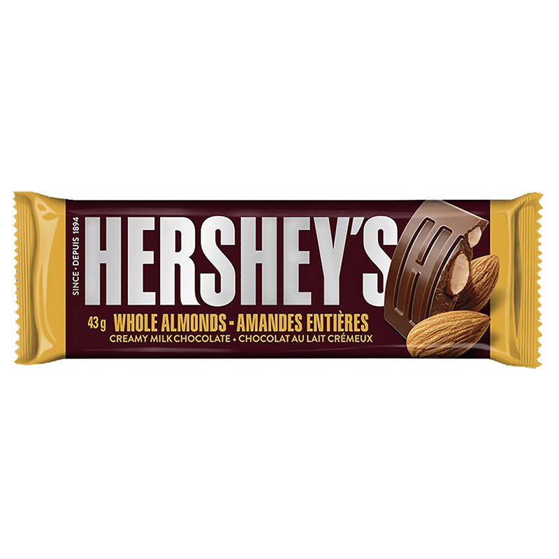 Hershey's Whole Almonds Chocolate Bar 43 g - Snaxies