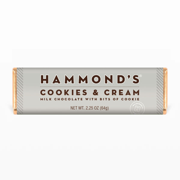 Hammond's Cookies and Cream Milk Chocolate Candy Bar 64 g (12 Pack) Exotic Snacks Wholesale Montreal Quebec Canada