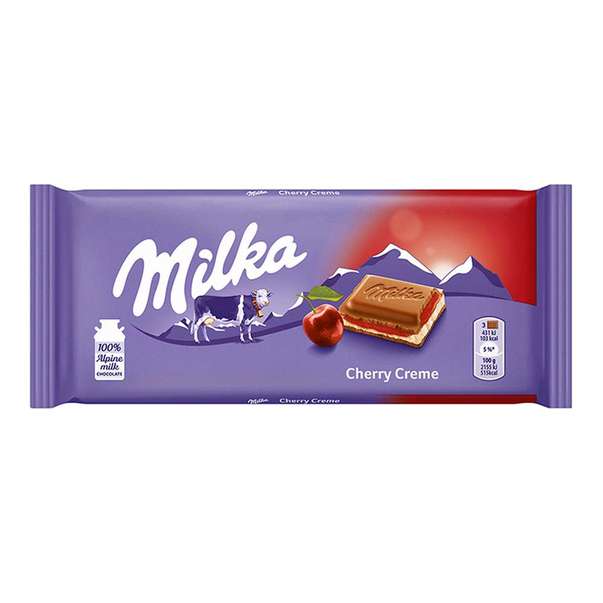 Milka Cherry Cream Chocolate Bar - Snaxies