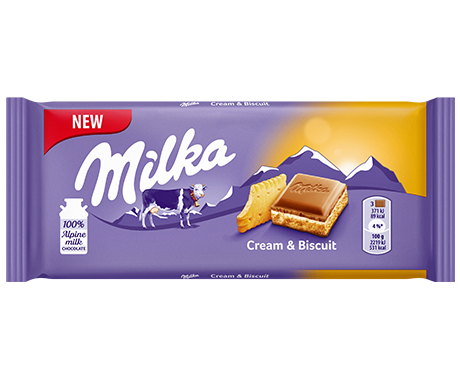 Milka Cream & Biscuit Chocolate Bar 100 g