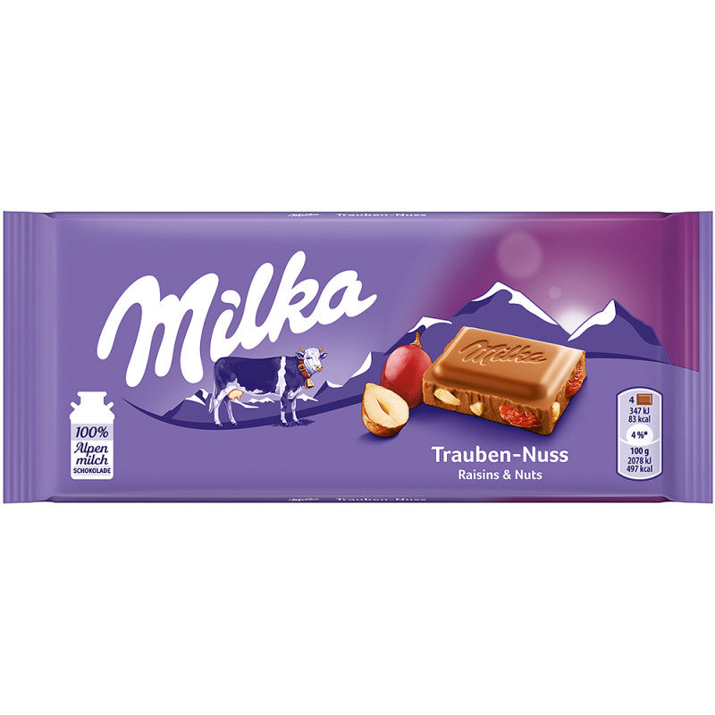 Milka Raisins & Nuts Chocolate Bar - Snaxies