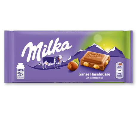 Milka Whole Hazelnut Chocolate Bar - Snaxies