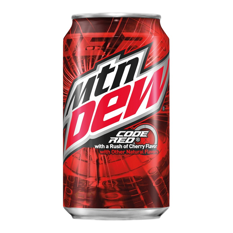 Mountain Dew Code Red Can 355 ml Snaxies Exotic Soda Montreal Quebec Canada