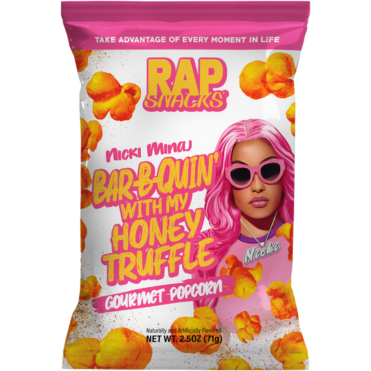 Rap Snacks Nicki Minaj Bar-B-Quin' With My Honey Truffle Gourmet Popcorn 71 g Snaxies Exotic Chips Montreal