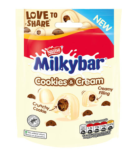 Nestle Milkybar Cookies&Cream Bites 90 g - Exotic Cookies - Europe - Snaxies Montreal Canada