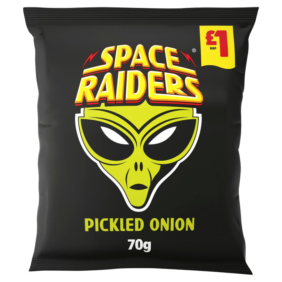 Space Raiders Pickled Onion Crisps 70 g Imported Exotic Snacks UK Snaxies Montreal Canada