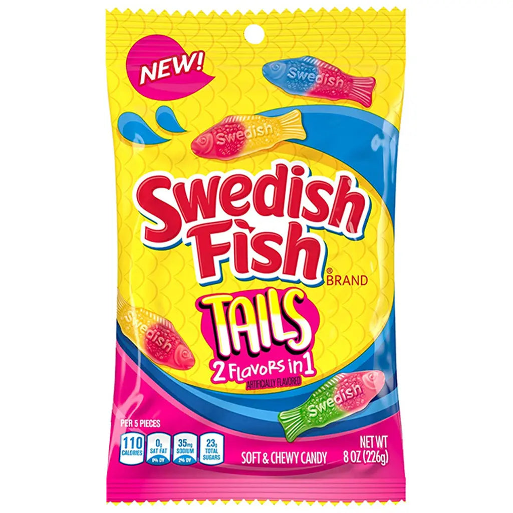 Swedish Fish Tails 2 Flavors in 1 (226 g) Snaxies Exotic Candy Canada