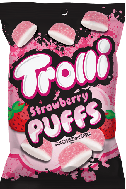 Trolli Strawberry Puffs 120 g Imported Exotic Candy Montreal Quebec Canada Snaxies