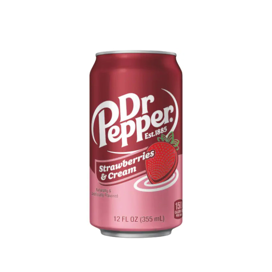 Dr Pepper Strawberry Cream Can 355 ml Snaxies Exotic Drinks Montreal