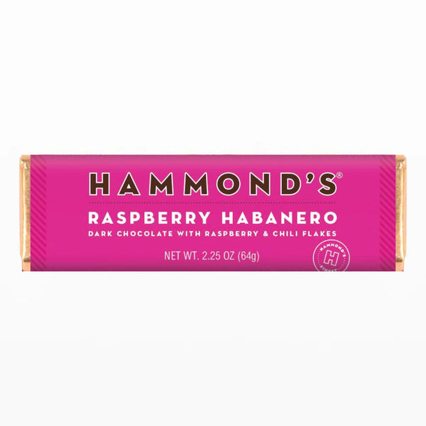 Hammond's Raspberry Habanero Dark Chocolate Candy Bar 64 g (12 Pack) Exotic Snacks Wholesale Montreal Quebec Canada