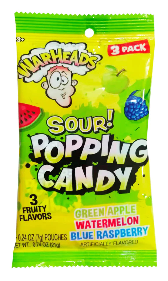 Warheads Popping Candy Sour Watermelon 21 g Snaxies Exotic Candy Montreal