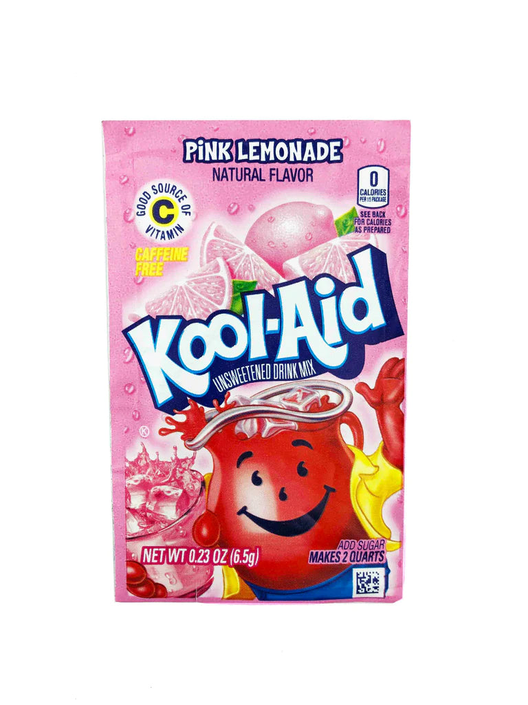 Kool Aid Unsweetened Pink Lemonade Drink Mix 6.5 g Snaxies Exotic Drink Mix Montreal Canada