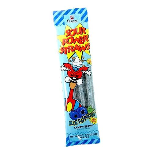 Sour Power Blue Raspberry Candy Straws 50 g Snaxies Exotic Candy Montreal Canada