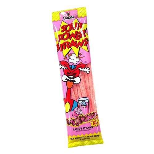 Sour Power Pink Lemonade Candy Straws 50 g Snaxies Exotic Candy Montreal Canada