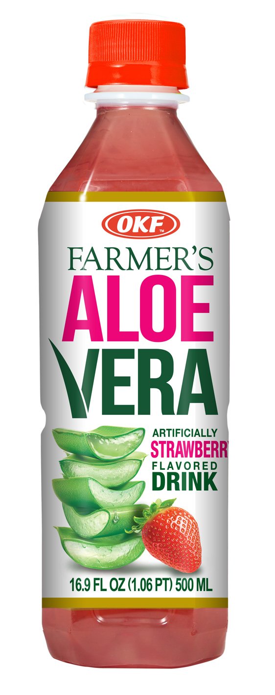 OKF Farmer's Strawberry Aloe Vera Drink 500 ml Snaxies Exotic Drinks Montreal Canada