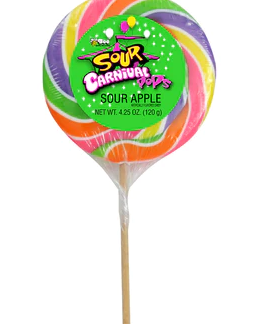 Giant Sour Apple Carnival Pops 120 G Snaxies Exotic Lollipop Montreal Canada
