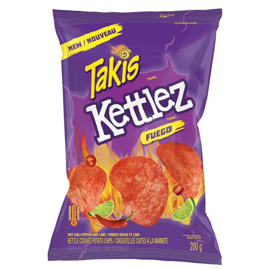 Takis Kettlez Fuego Hot Chili Pepper & Lime 200 g Snaxies Montreal