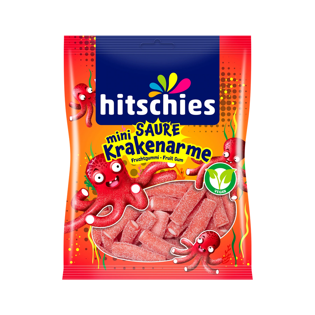 Hitschies Sauer Strawberry Mini Octopus Arms 125 g Snaxies Exotic Candy Montreal Canada